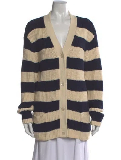 Pre-owned Kule Striped V-neck Sweater In Neutral