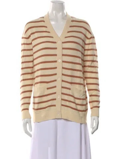 Pre-owned Kule Striped V-neck Sweater In Neutral