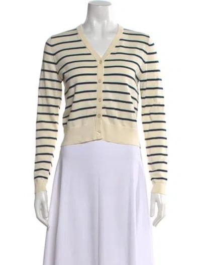 Pre-owned Kule Striped V-neck Sweater In Neutral