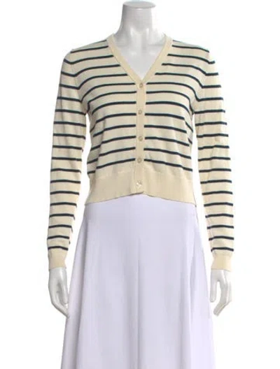 Pre-owned Kule Striped V-neck Sweater In Neutral