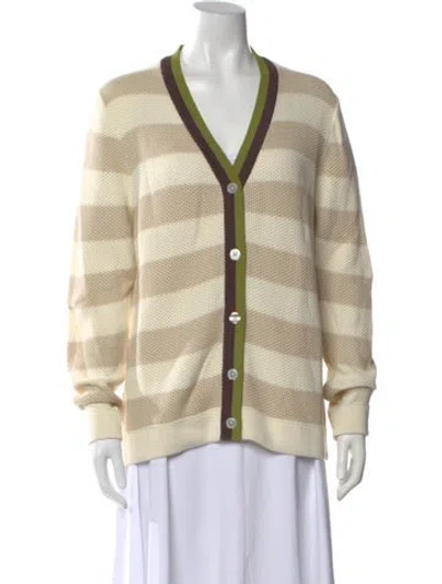 Pre-owned Kule Striped V-neck Sweater In Neutral