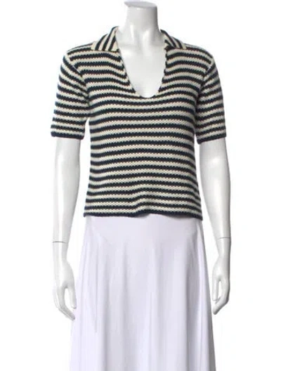 Pre-owned Kule Striped V-neck Sweater In Neutrals