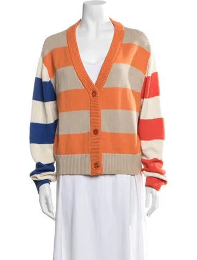 Pre-owned Kule Striped V-neck Sweater In Neutrals