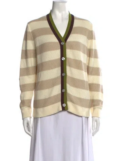 Pre-owned Kule Striped V-neck Sweater In Neutrals