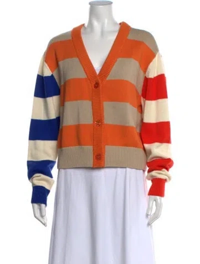 Pre-owned Kule Striped V-neck Sweater In Neutrals