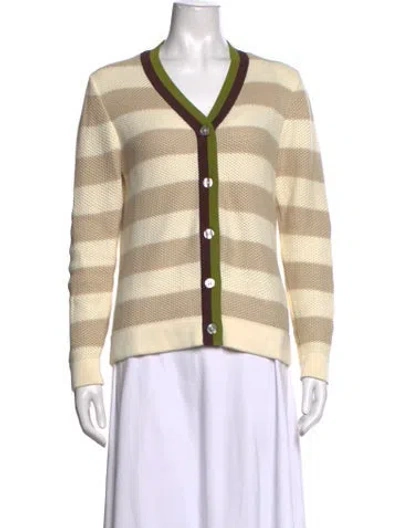 Pre-owned Kule Striped V-neck Sweater In Neutrals