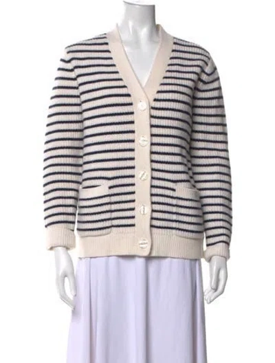 Pre-owned Kule Striped V-neck Sweater In Neutrals