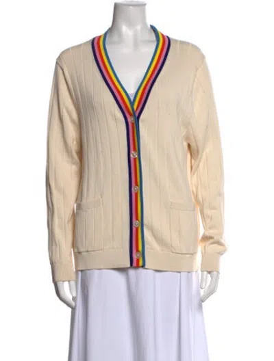 Pre-owned Kule Striped V-neck Sweater In Neutrals