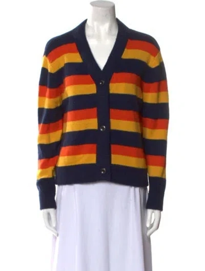 Pre-owned Kule Striped V-neck Sweater In Orange