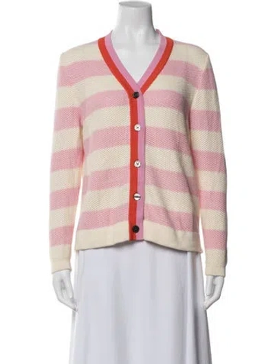 Pre-owned Kule Striped V-neck Sweater In Pink