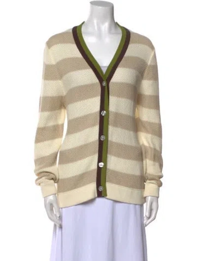 Pre-owned Kule Striped V-neck Sweater W/ Tags In Neutral