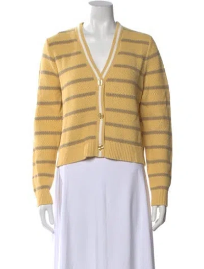 Pre-owned Kule Striped V-neck Sweater In Yellow