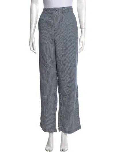 Pre-owned Kule Striped Wide Leg Pants In Blue