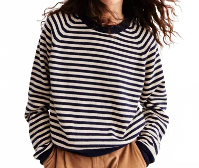 Kule Sydney Crewneck Sweater In Navy/cream In Multi