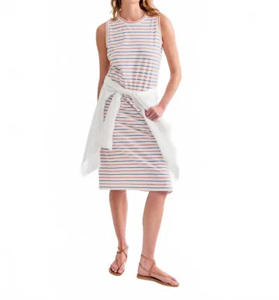 Kule Tank Side Slit Dress In White/blue/poppy Pinstripe In Multi