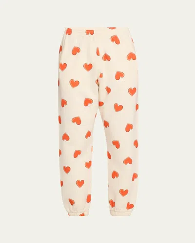 Kule The All Over Heart Sweatpants In Creamred