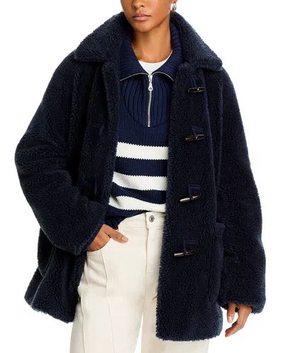 Kule The Brooks Faux Shearling Coat In Navy