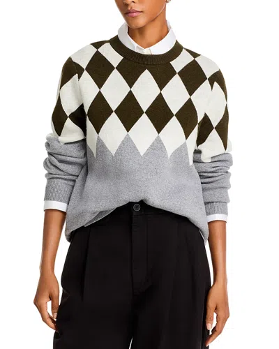 Kule The Bryce Sweater In Heather Grey/olive/white