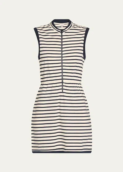 Kule The Charlotte Cinched-waist Zip-front Mini Dress In Blue