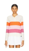 Kule The Colorblock Rugby Long-sleeve Cotton T-shirt In Orange