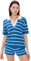 Kule Fjord Polo Top In Royal Blue/white