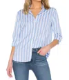 Kule The Hutton Oversized Shirt In White Sky Stripe In Blue