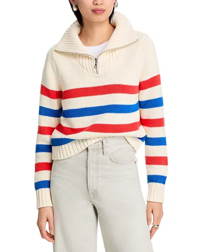 Kule The Mateley Mock Neck Sweater In Cream/royal Blue/poppy