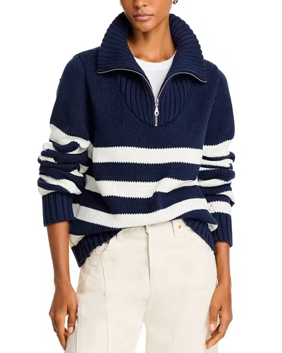 Kule The Matey Quarter Zip Sweater In Navy-white