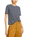 Kule The Modern Striped Short Sleeve Tee In Navy/cream