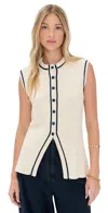 Kule The Olivia Crochet Sweater Vest In Cream