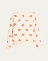 Kule Multi Heart Oversized Sweatshirt In Ivory In Creamred