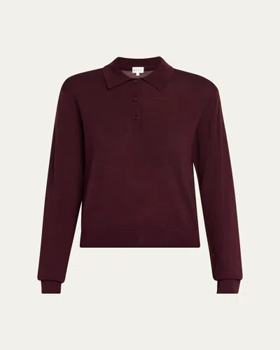 Kule The Pax Wool-silk Polo In Burgundy