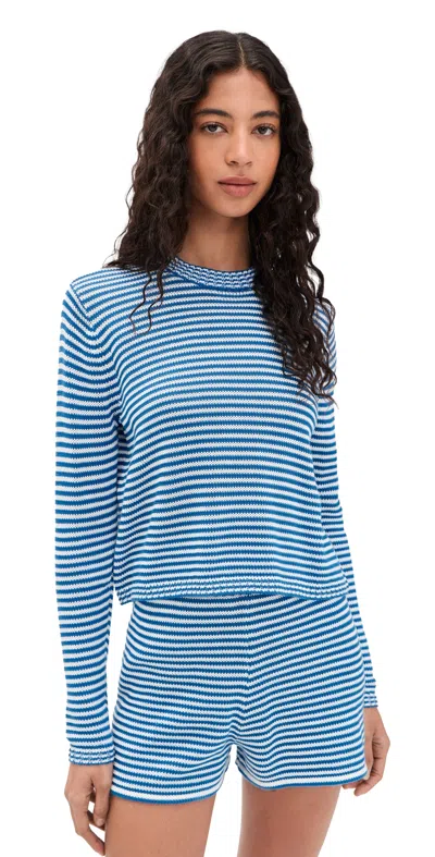 Kule The Peyton Sweater Royal/white In Multi