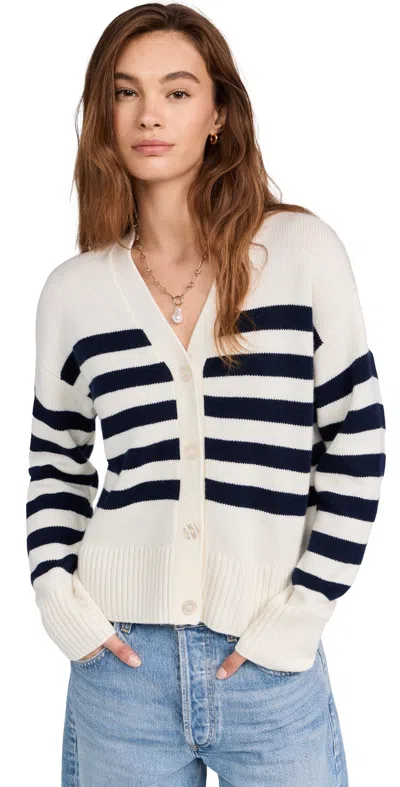 Kule The Raffa Cardigan Cream/navy In Multi