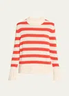 Kule The Tatum Cotton Stripe Sweater In Cream/poppy