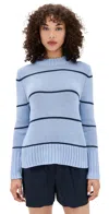 Kule The Tatum Pullover Heather Blue/navy Ministripe In Blue