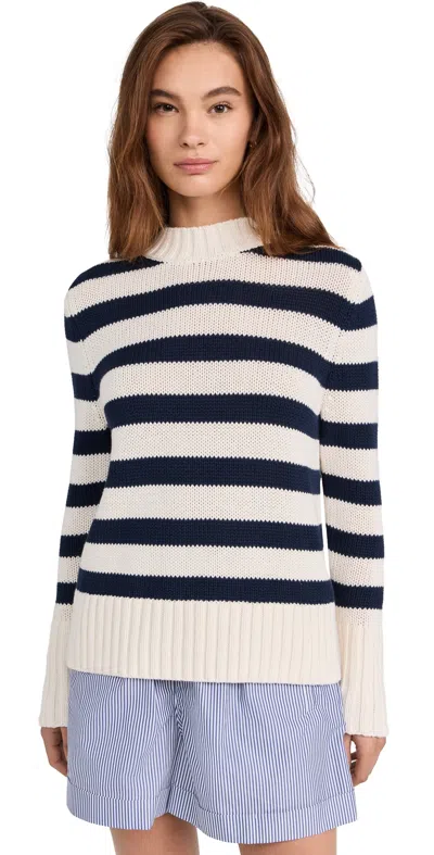 Kule The Tatum Striped Cotton Sweater In Cream/navy