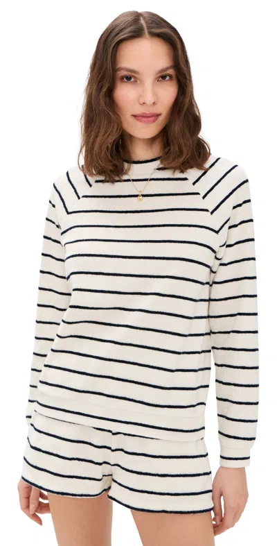 Kule The Terry Franny Pullover Cream/navy In Multi