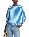 Kule The Terry Franny Striped Sweatshirt In White/royal Blue