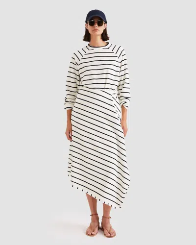 Kule The Terry Franny Sweatshirt In Cream/navy In White