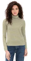 Kule The Turtleneck Olive/cream Ministripe In Multi