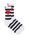 Kule The Women's Heart Rugby Sock In 白&海蓝