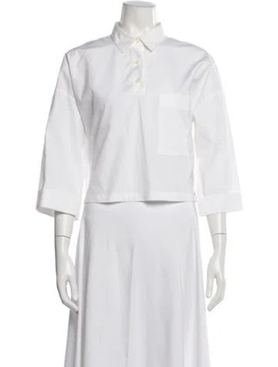 Pre-owned Kule Three-quarter Sleeve Polo In White