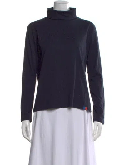 Pre-owned Kule Turtleneck Long Sleeve Top In Blue