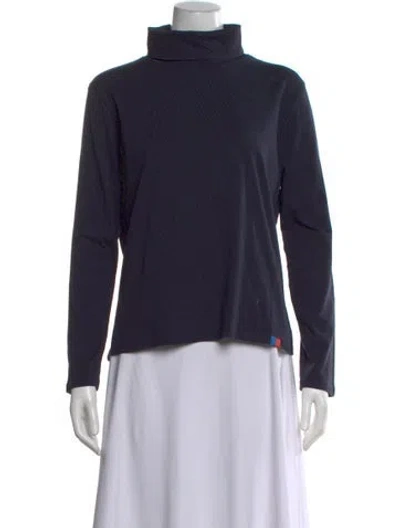 Pre-owned Kule Turtleneck Long Sleeve Top In Blue