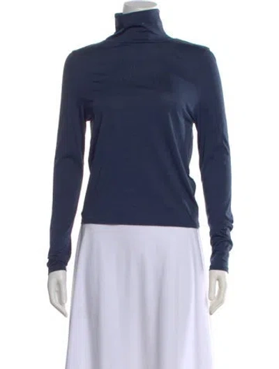Pre-owned Kule Turtleneck Long Sleeve Top In Blue