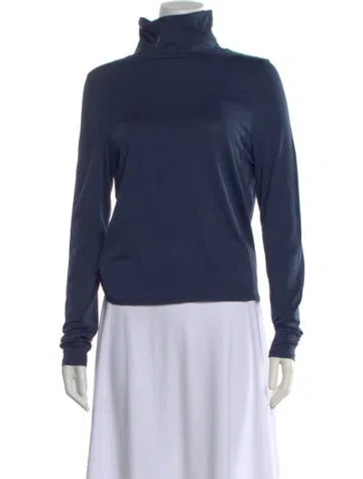 Pre-owned Kule Turtleneck Long Sleeve Top In Blue