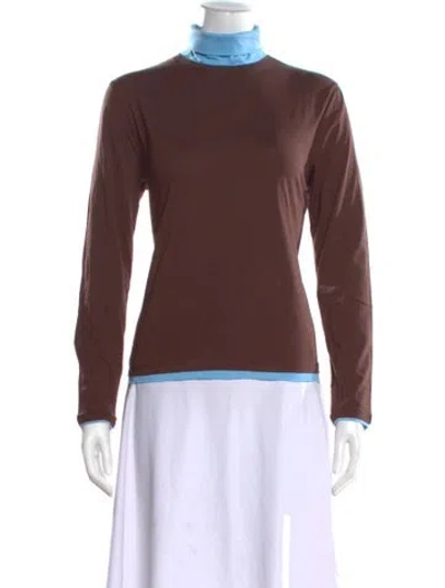 Pre-owned Kule Turtleneck Long Sleeve Top In Brown