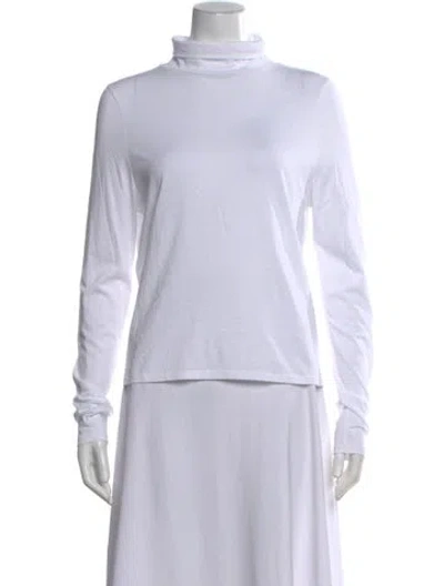 Pre-owned Kule Turtleneck Long Sleeve Top In White