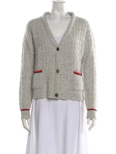 Pre-owned Kule Tweed Pattern V-neck Sweater In Gray